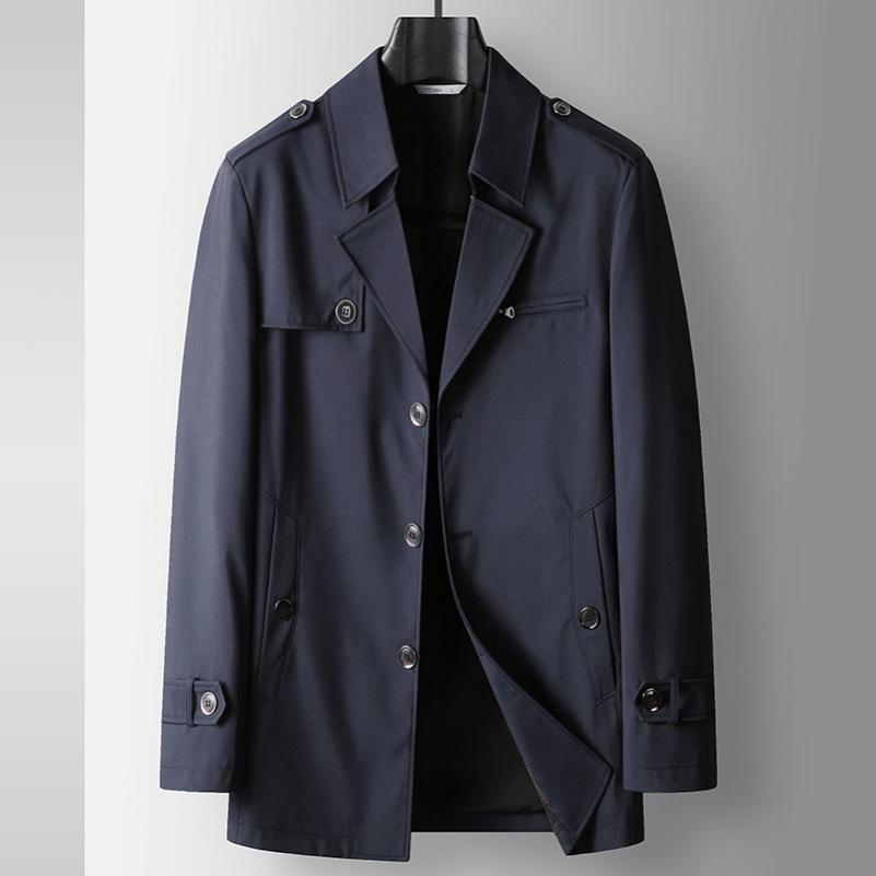 Giacca a vento da uomo Primavera e Autunno Revers Monopetto A una mano Lunga per mezza età e giovani Lusso Business Casual Giacca a vento