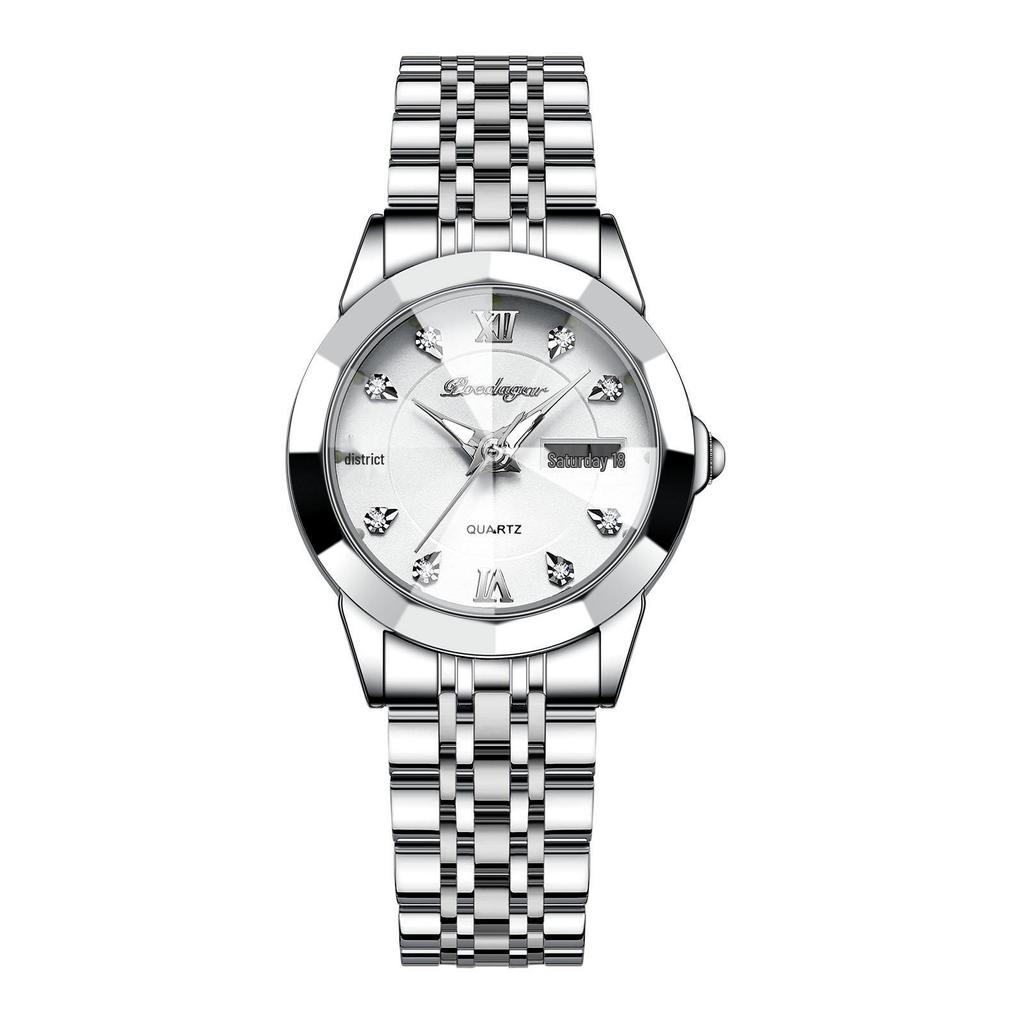 Ceas de mână nou elvețian pentru femei, rezistent la apă, luminos, cu calendar dublu