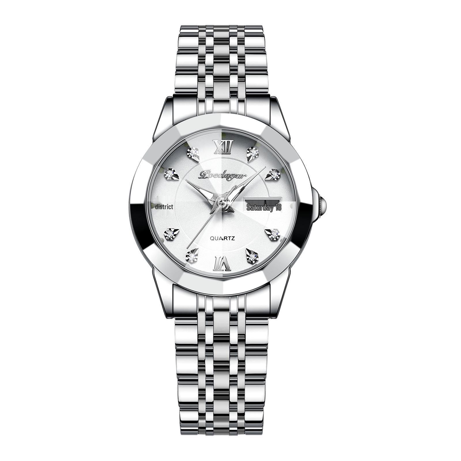 Новые швейцарские женские водонепроницаемые светящиеся наручные часы с двойным календарем