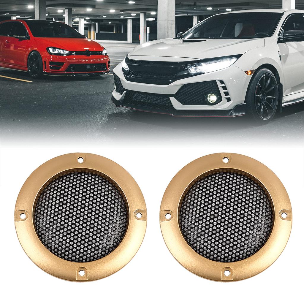 uxcell Speaker Grill Mesh Subwoofer Grille Clill Cover Decorative Circle Grill Protector 50mm 2pcs Gold Tone