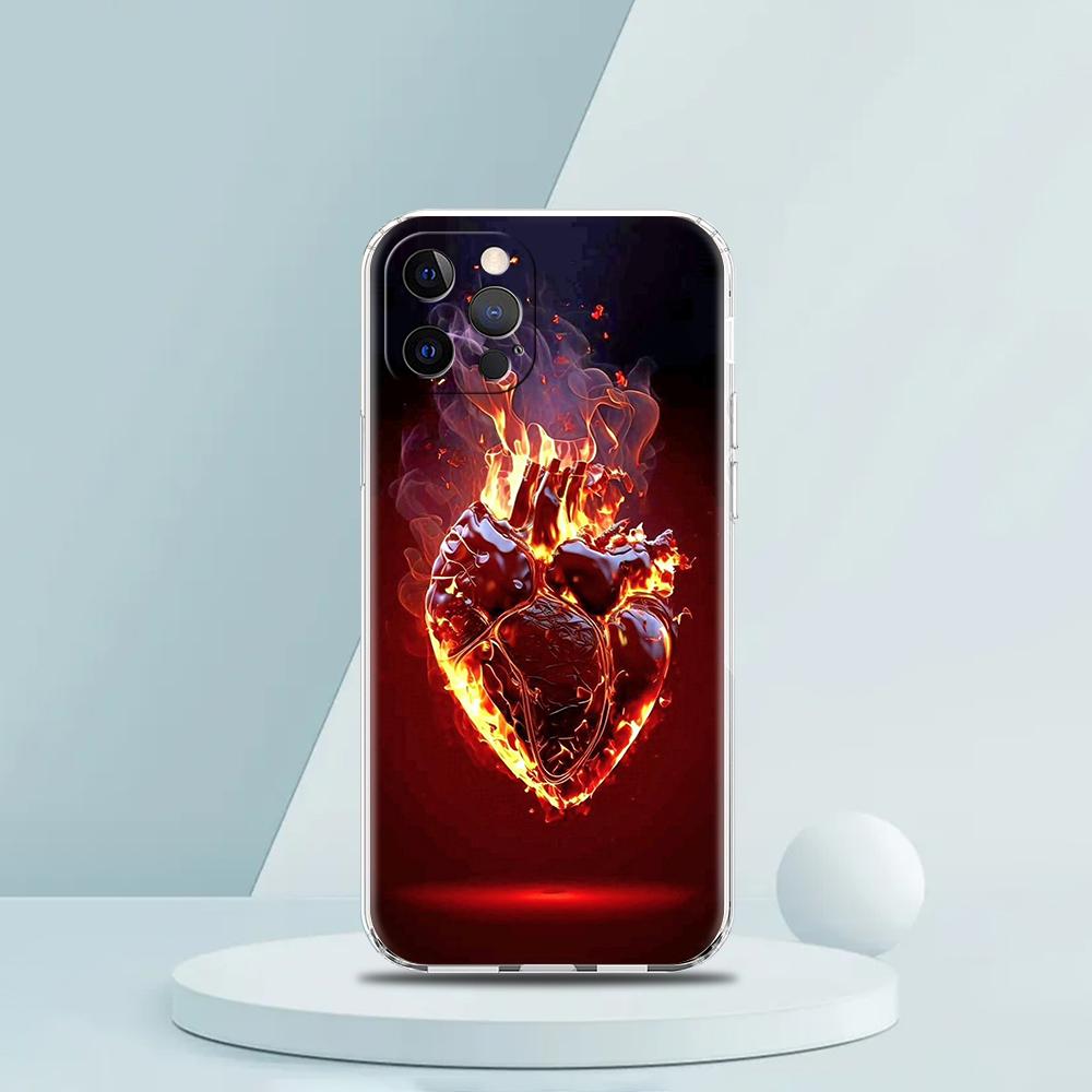 Mechanical Heart Phone Case for iPhone 16 15 14 13 12 Pro Max Transparent Soft for iPhone 11 Pro Max 7 8 Plus XS XR Shell