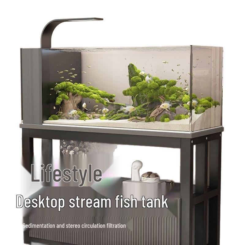 Ultra-Clear Glass Fish Tank with Integrated Stand and No-Change Water System
