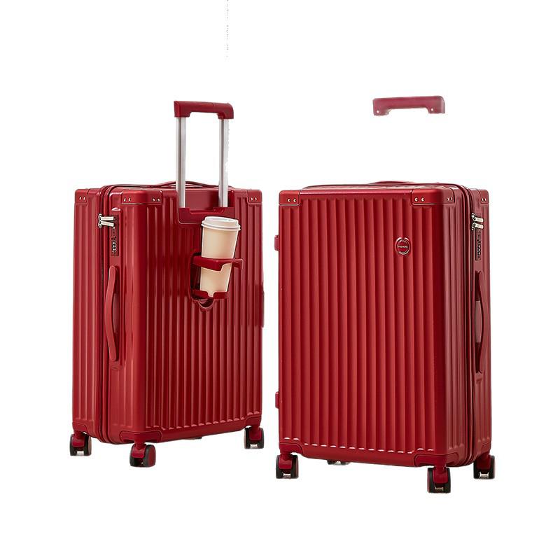 Red Wedding Dowry Suitcase: New Trolley Case for Brides & Grooms, with Password Lock and Leather Finish.