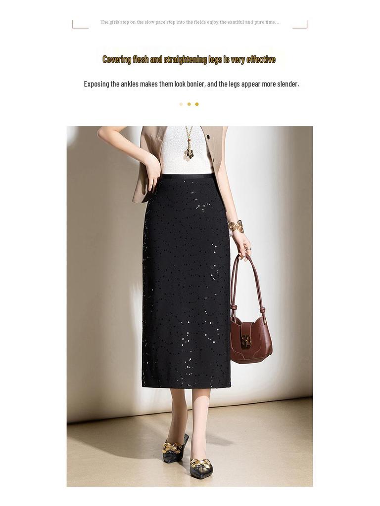 Chic Sequined Pencil Skirt: 2026 Spring/Summer High-Waisted Slim Fit