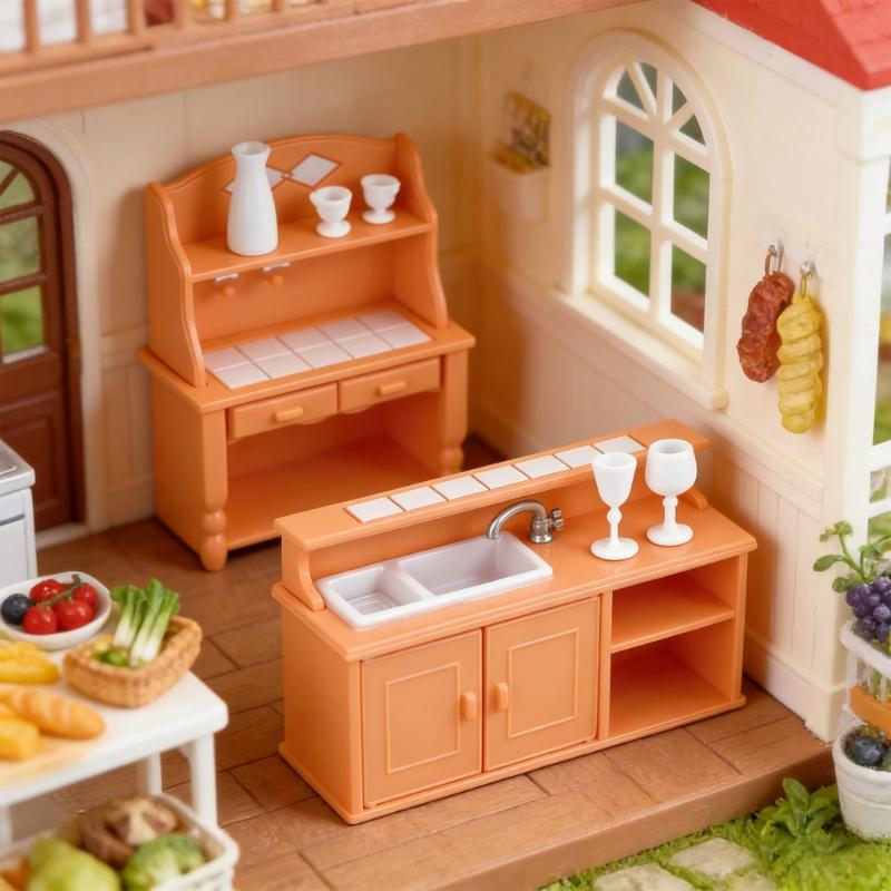 Creative Doll House Kitchen Toy Set Includes Cabinets Sink And Utensils For Imaginative Play Pretend Play Kitchenette