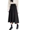 Women Midi Skirt High Waist A-Line Skater Skirt Solid Color Large Hem Commuting Style Office Lady Skirt Workwear