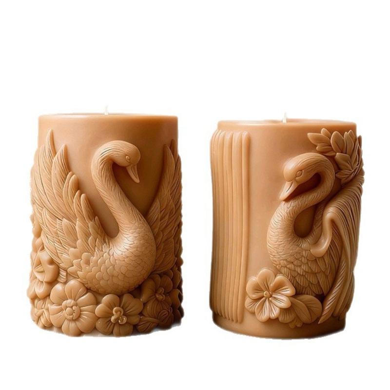 Silicone Cygnus Candle Mold Cylindrical Scented Candle Mould for Handmade Soap Candy Multipurpose Crafts Project