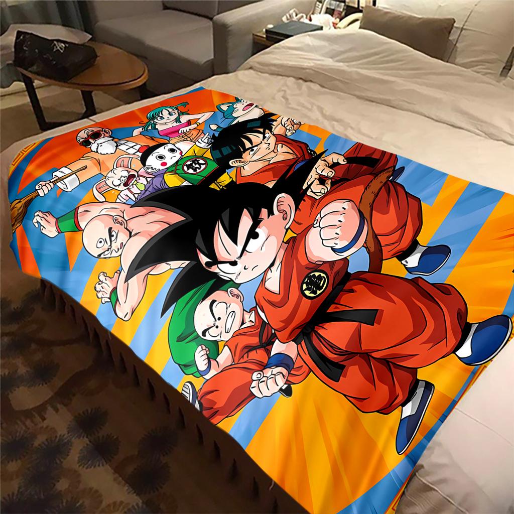 1PC Son Goku  Print Flannel Blanket, High Quality All Seasons, Home Decor, Warmth and Comfort, Perfect for Christmas Gifts