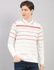 Men's Regular Fit Striped Polo Neck Full Sleeve T-Shirt