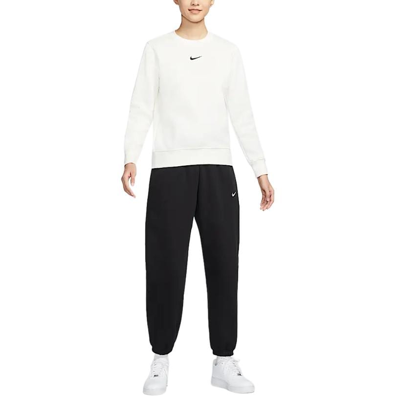 Nike Sportswear Phoenix Fleece Lined Crew Neck Athleisure Long Sleeved Sweatshirt Women's Canvas White/Black DQ5752-133