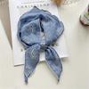 Lightweight Floral Triangle Scarf Korean Style Head Wrap Cotton Linen Scarf Thin Breathable Spring Summer Bandana for Women