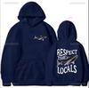 Respect The Ocean Hoodie - Ocean Surf Hoodie Carolina Blue Hoodie Words on Back Turtle Sweatshirt for Outdoor Enthusiasts