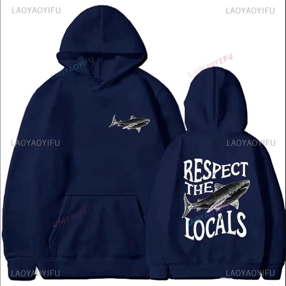 Respect The Ocean Hoodie - Ocean Surf Hoodie Carolina Blue Hoodie Words on Back Turtle Sweatshirt for Outdoor Enthusiasts