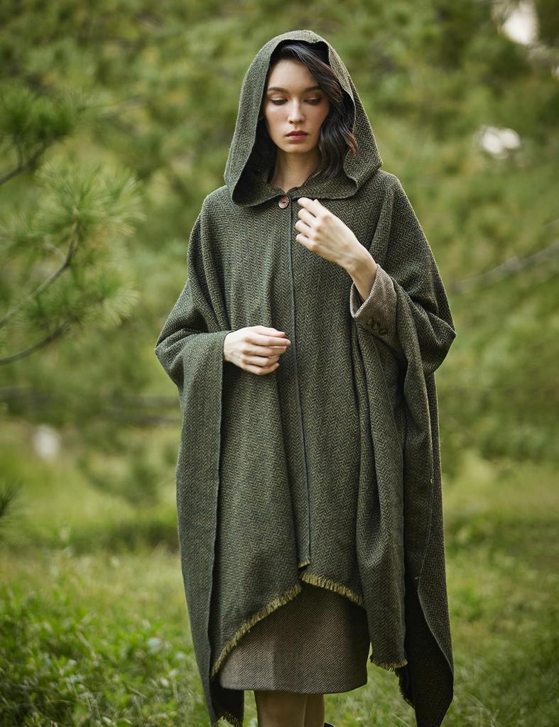 BEAUTELICATE Hooded Knee Cold Everyday Cosplay Cloak Women's Poncho, Large, Long, Wrap, Wrap, Cape, Cloak, Protection, Unisex, Use,