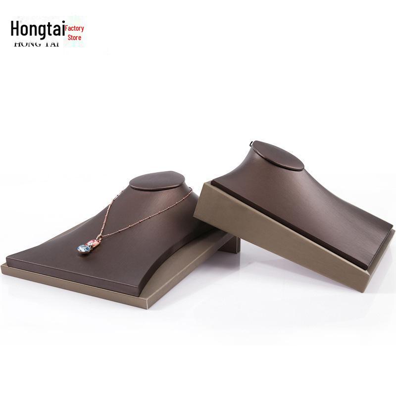 Hongtai Jewelry Display Stand: Brushed PU Leather Necklace Holder