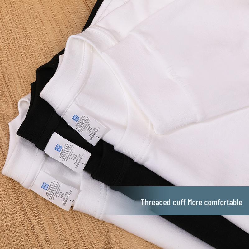 Unisex Ribbed Long-Sleeve Pure Cotton Sweatshirt T-Shirt | Casual Loose Base Layer