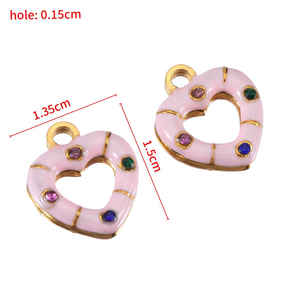 

5pcs 2pcs Color Enamel Heart Moon Charm Stainless Steel Crystal Beads Earrings Pendant DIY Jewelry Making Necklace Accessories 2pcs