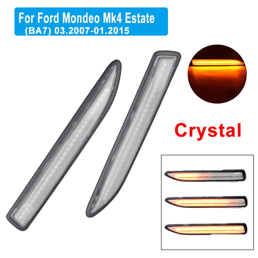 2Pcs LED Dynamic Side Marker Turn Signal Light Sequential Blinker Lamps For Ford Mondeo 4 Mk4 Saloon Estate BA7 2007-2015