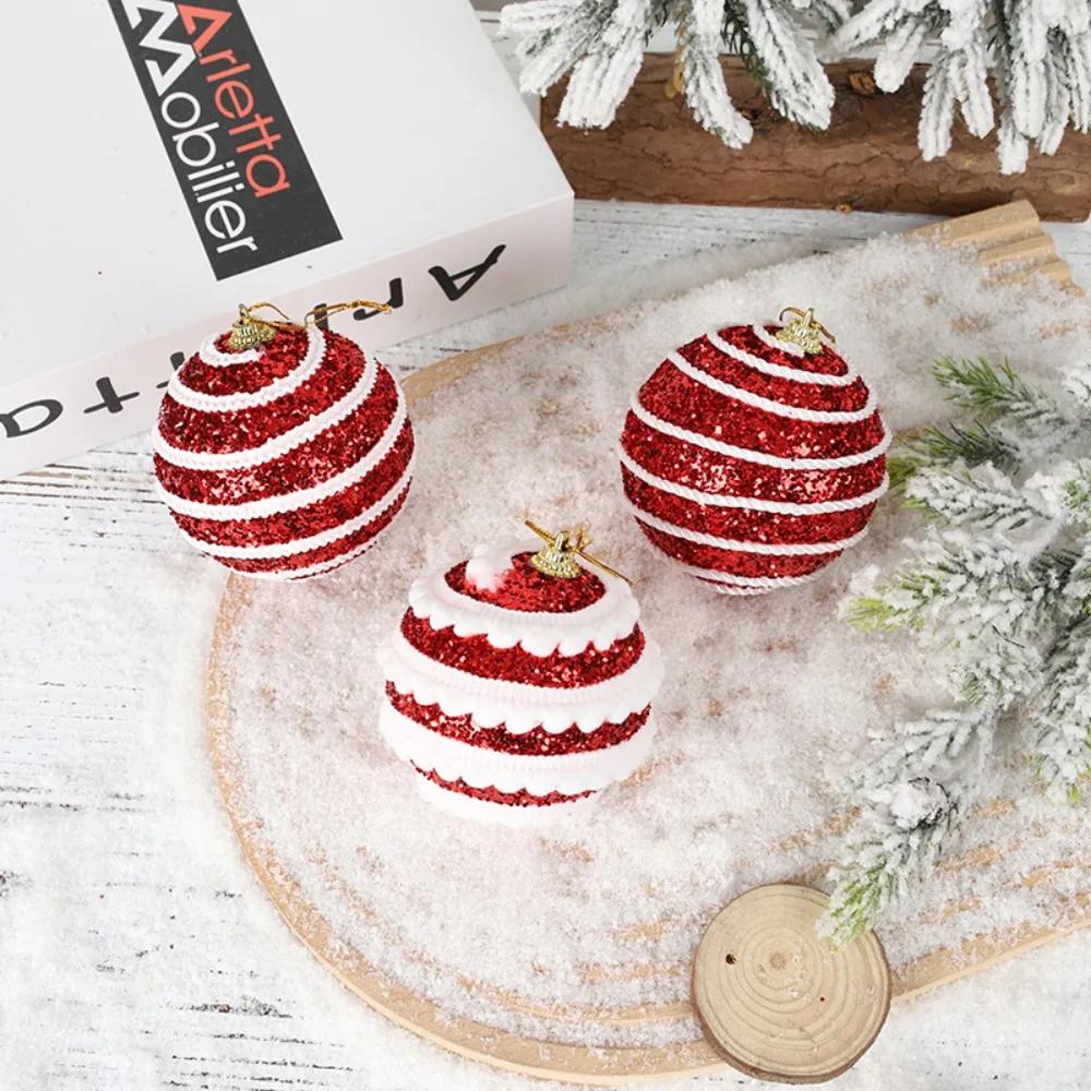 New Pink Christmas Tree Ornaments Shatterproof Foam Candy Crutch Xmas Tree Hangings Pendant Xmas Decorations DIY Christmas Ball