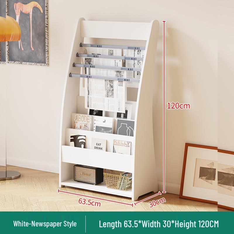 Floor-Standing Bookshelf & Magazine Display Rack