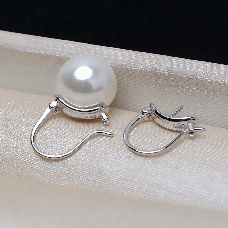 DIY S925 Silver Earrings with 12mm Pearl Holder Dong Qing 3842