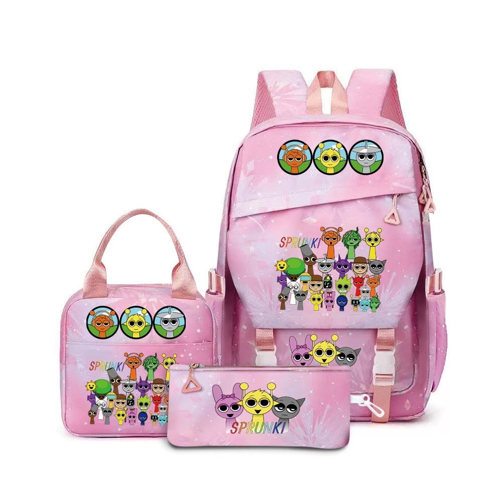 

Rhythm Box Music Game Backpack Student Children Cute School Bag Three-piece Lunch as the picture
