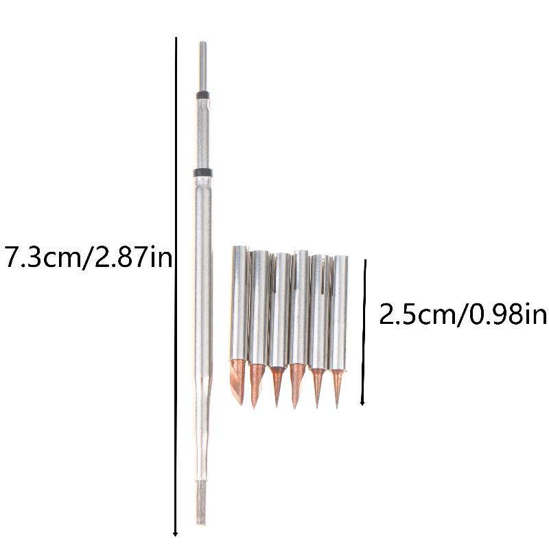 1Set Metal Silver C210 Quick Change Soldering Iron Tip Heating Core Replacement Pointed Tip For Mobile Phone Flying Wire Repair