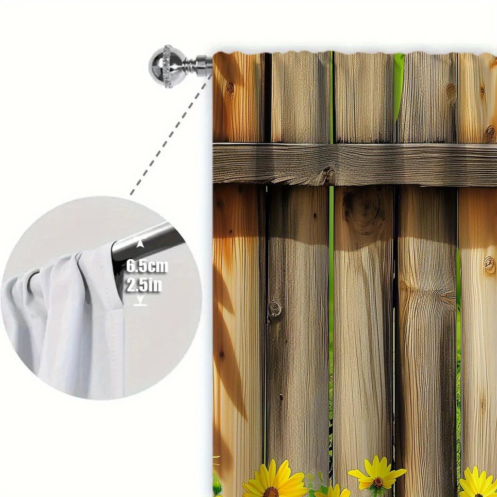 2-teiliger Vorhang mit Sonnenblumen-Print für die Heimdekoration – Fensterbehandlung mit Stangentasche für Schlafzimmer, Büro, Küche und Wohnzimmer