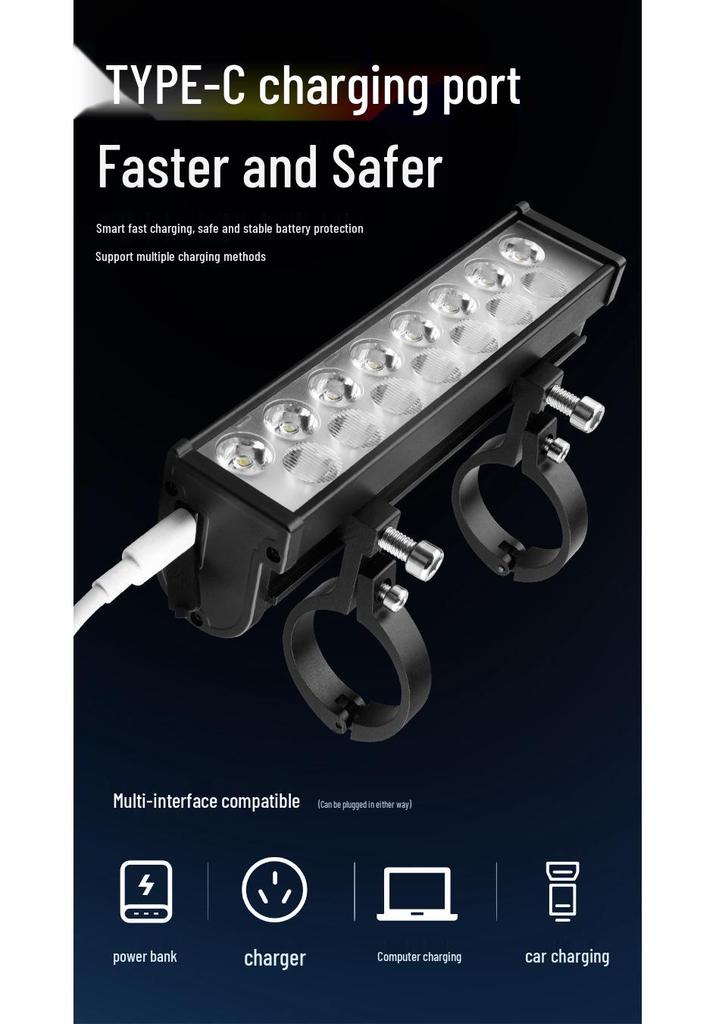 Rechargeable High-Brightness Bicycle Headlight for Night Riding