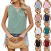Women's Casual Round Neck Hollow-out Pleated Vest Sleeveless T-shirt Top