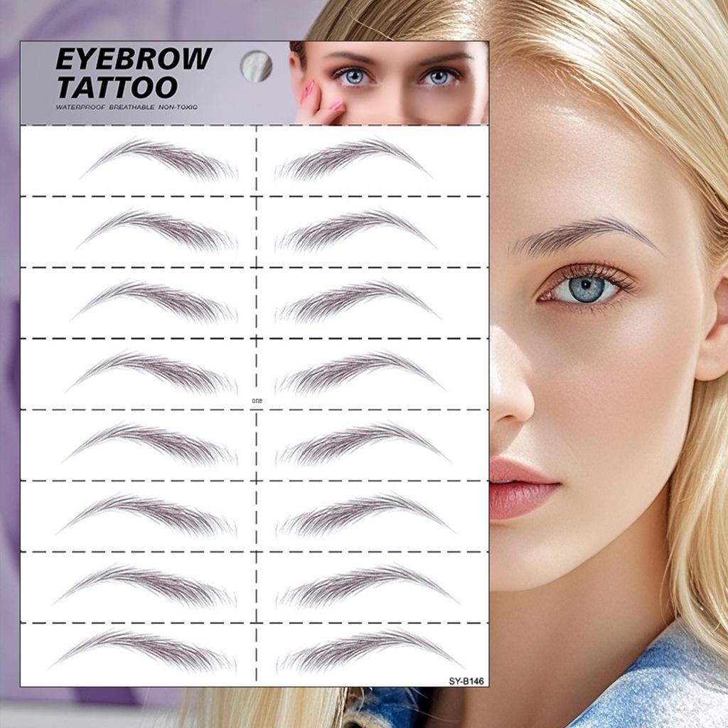 In Stock: 6D Waterproof Eyebrow Tattoo Stickers - Black/Brown Microblading Simulation