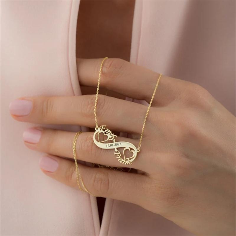 Infinite Layer Necklaces for Women Personalized Stainless Steel Custom Necklace Couple Jewelry Nameplate Pendant