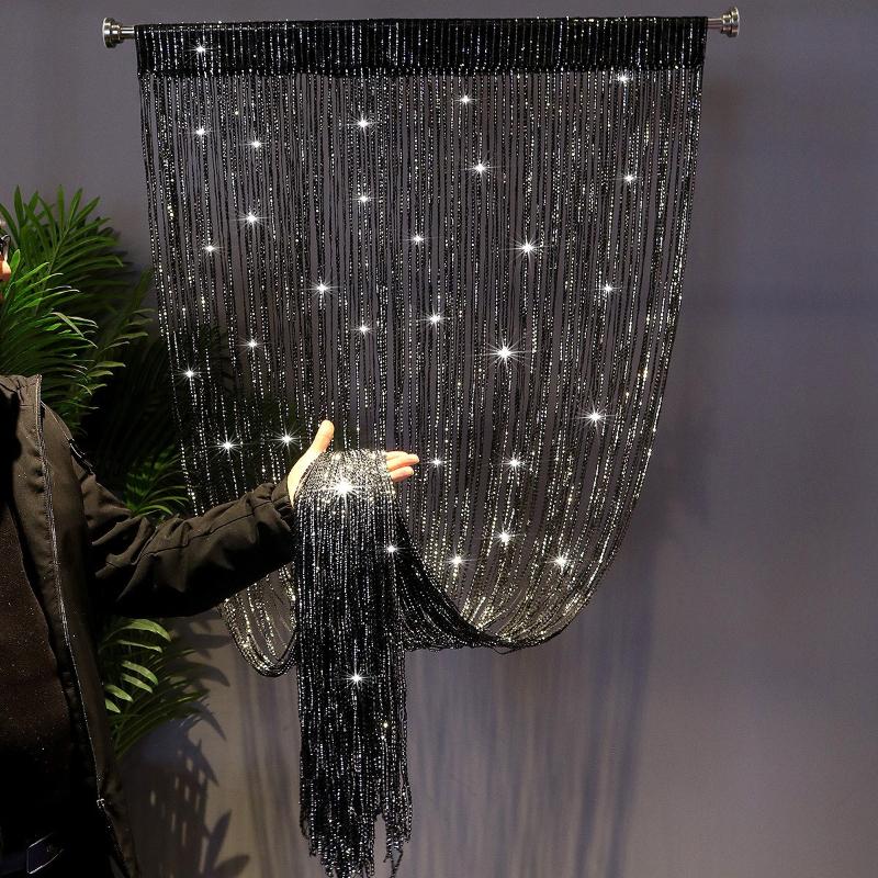 

300X600СМ Дверные Оконные Подвесные Декоры из Бусин Занавеска Нить Летняя Сетка от Насекомых Кисточка Панельные Шторы Дверь Домашний Декор Горячий Width 3m X Height 2m чёрный