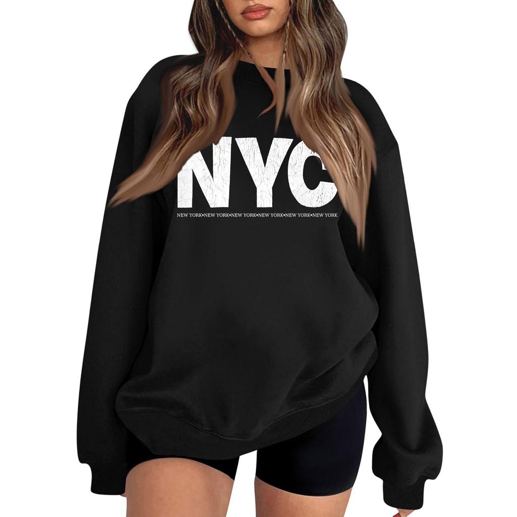 Lightweight Long Sleeve Pullover Sweatshirt for Men and Women Crew Neck Casual Fit Printed NYC Graphic Sweatshirt