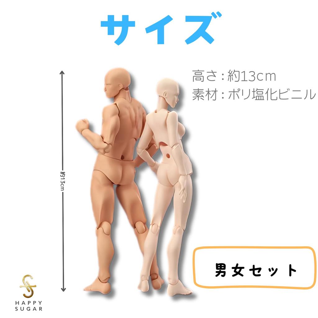HAPPY SUGAR Drawing Movable Posable Hobby Human Body Drawing Male and Female Set Doll, Figure, Mannequin, Doll, Stand,