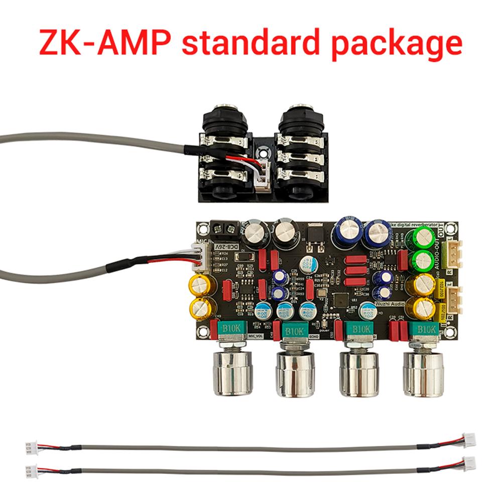 

ZK-AMP 2-го покоління Оновлена плата реверберації для караоке Мікрофонна плата попереднього ефекту для співу DSP Змішування Захист від свисту DC8-26v бежевий