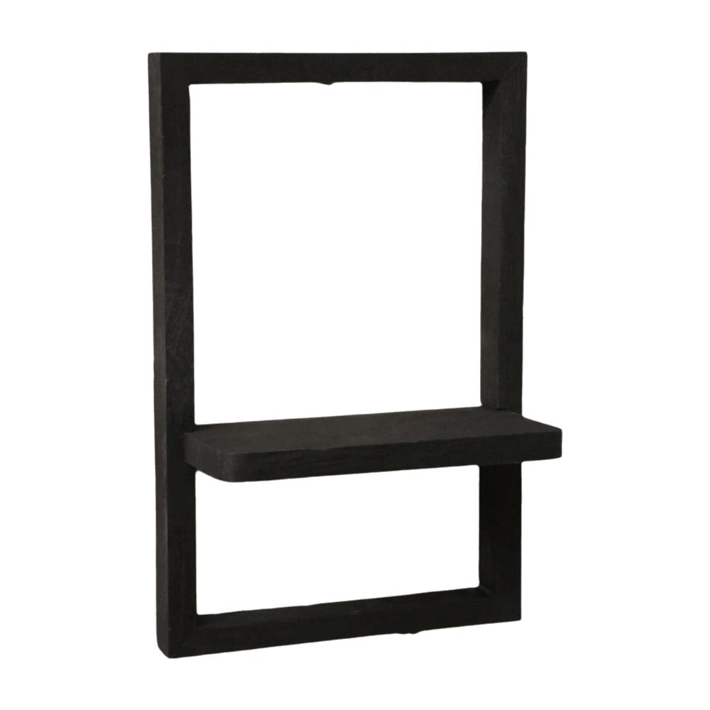 Wooden Wall Shelf Geometric Decorative Shelf Nordic Style Storage Rack Wall Decoration 30cm Black
