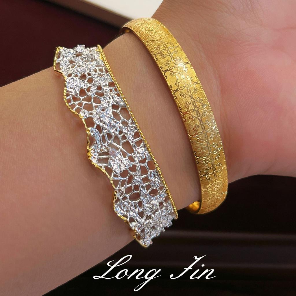 Xu Engraved Soft Light Bracelet Persimmon Pattern Auspicious Cloud Pattern Closed Opening Light Luxury Bracelet Live Broadcast Special Supply