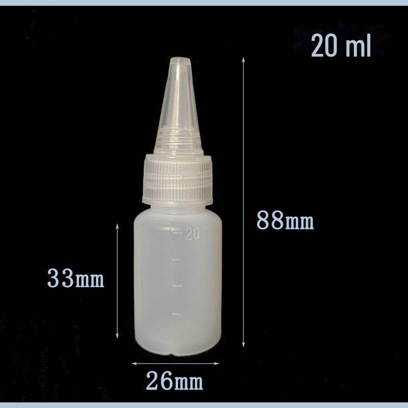 Flacone dosatore per liquidi con bocca appuntita traslucido - 10 ml/20 ml/30 ml