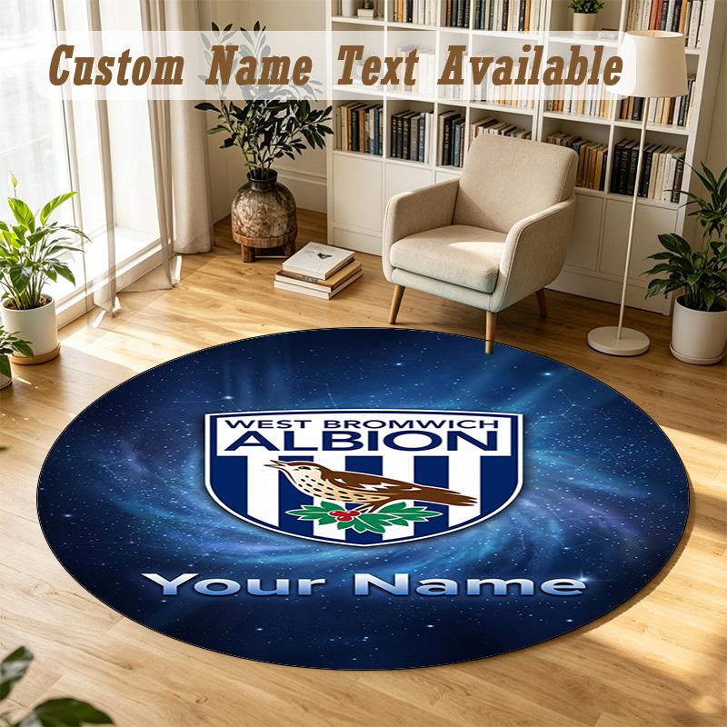 Round Rug Custom NameWest Bromwich Albion FC Pattern Non Slip Carpet Home Floor Decor