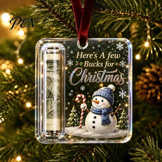 Stocking Stuffer Money Holder Personalized Christmas Cash Ornament, Custom Acrylic Clip for Holiday Versatile Tree Decorations, Unique Hanging
