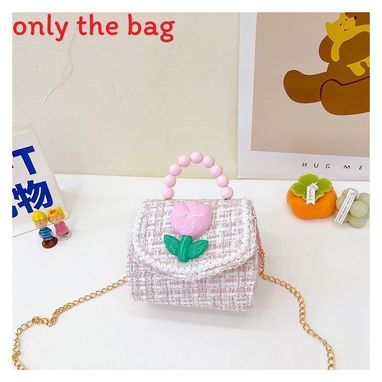 Childrens Cartoon Pattern Pu Shoulder Bag With Artificial Pearl Bow And Flower Decoration For Daily Casual Wear