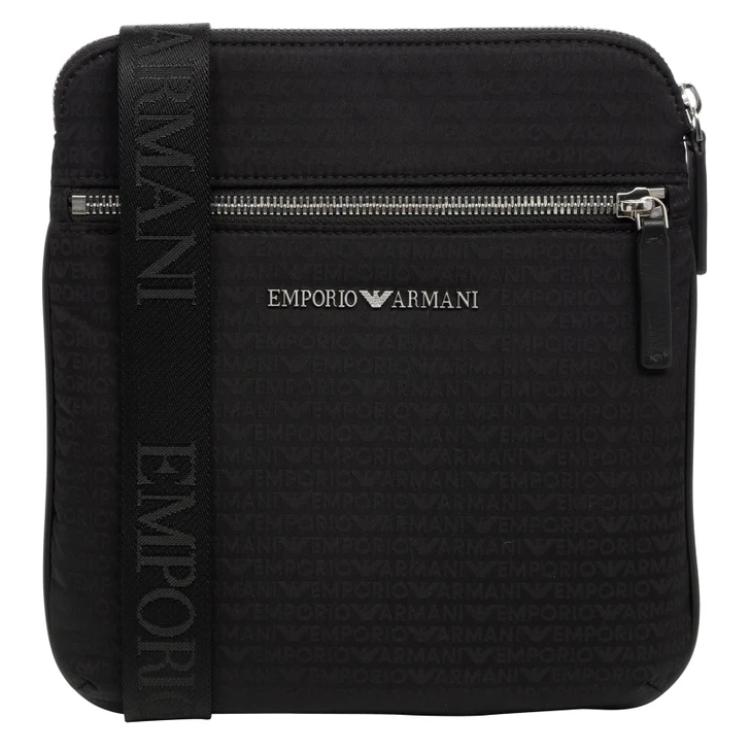 Emporio Armani Logo Zip Closure Nylon Shoulder Crossbody Bag Men Bags Black Y4M425-YQ76E-81073