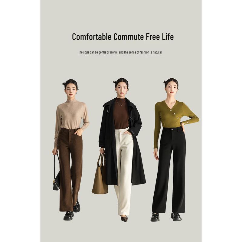 Mengshuya Women's High-Waisted Knit Chenille Straight-Leg Pants