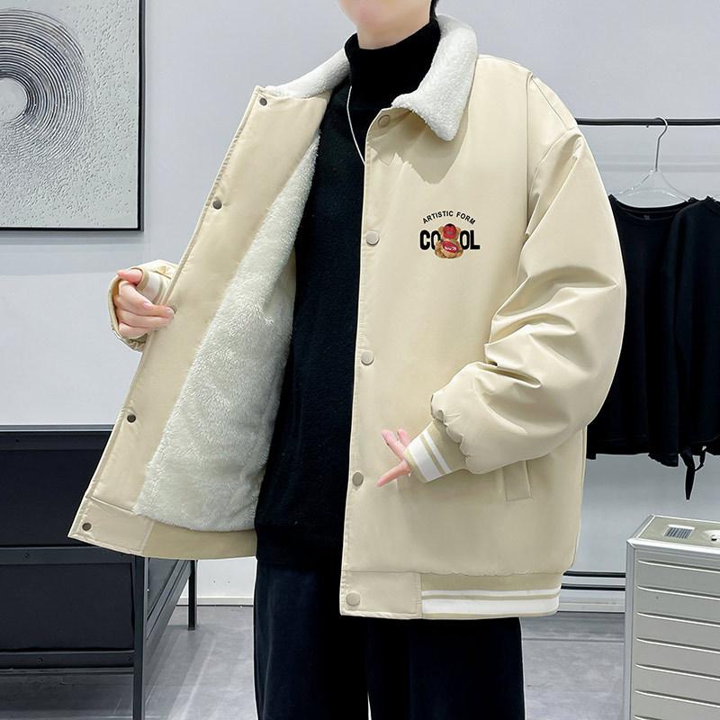 Men's Thickened Jacket Casual Cotton Jacket Loose and Versatile Lapel Bread Jacket Cotton Jacket