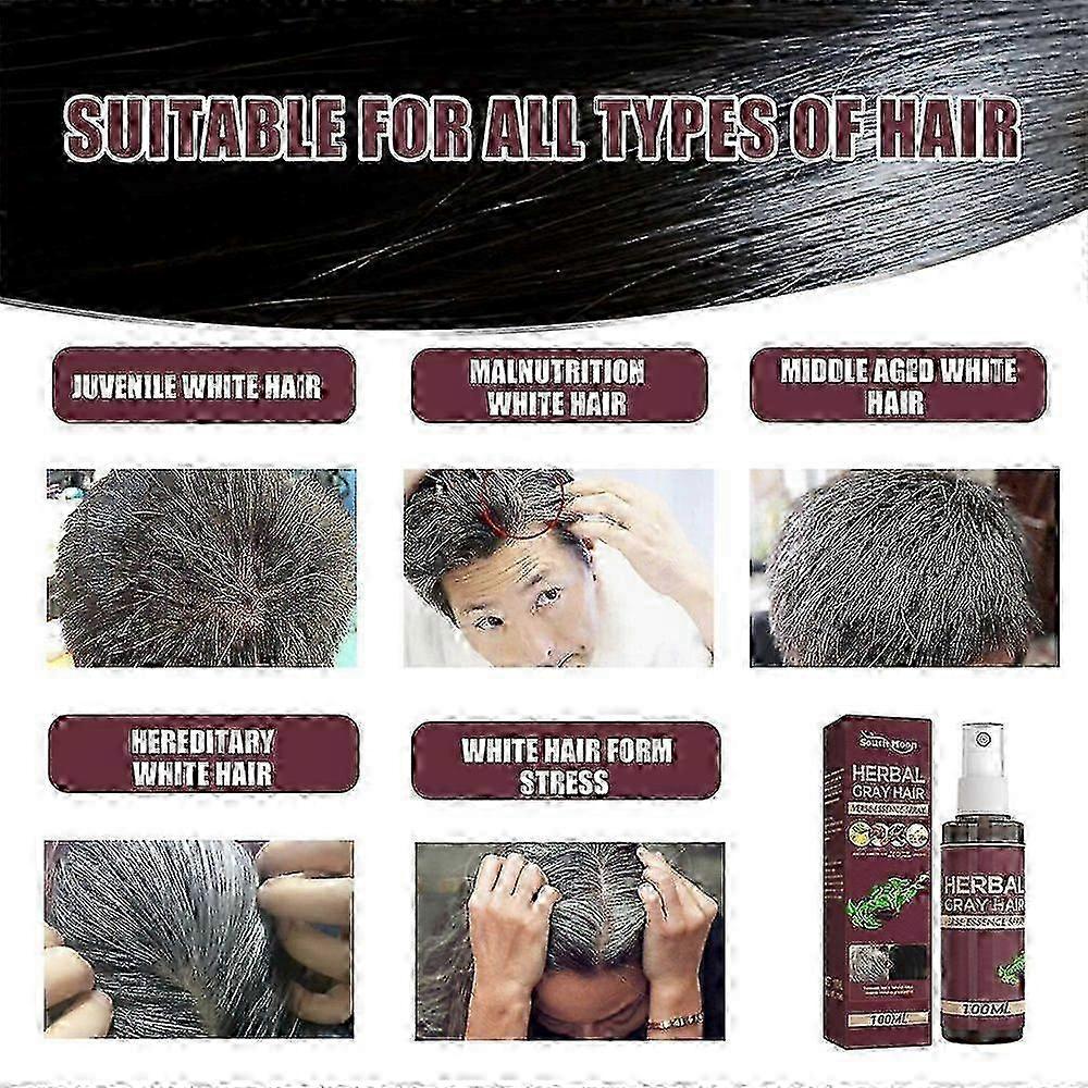3pcs Herbal Gray Hair Care Spray, Polygonum Multiflorum & Herb Extract, Strengthen & Moisturize Hair