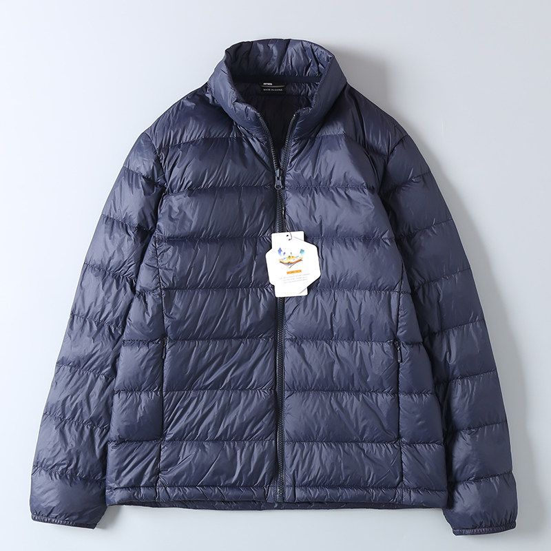 Autumn and Winter Lightweight Cotton Jacket for Men and Women, Couple Style, Simple, Lightweight, Warm, Solid Color, Stand Collar, Casual Coat