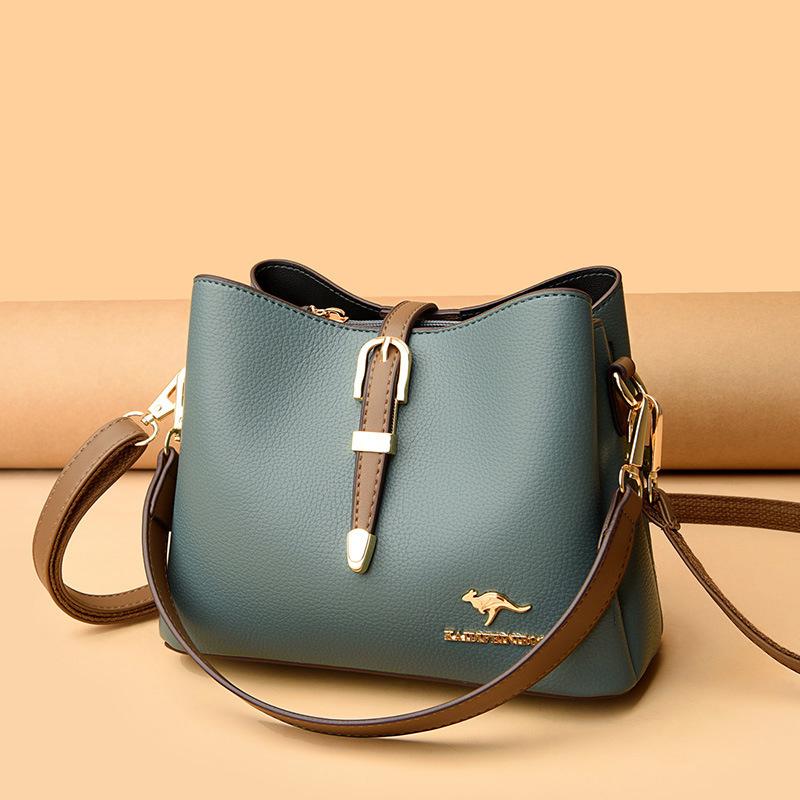 Borsa a Tracolla a Secchiello da Donna Multi-strato Elegante
