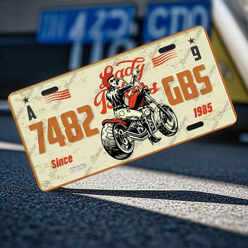 Motorcycle Souvenir License Plate, Metal Auto Wall Decor 15x30cm
