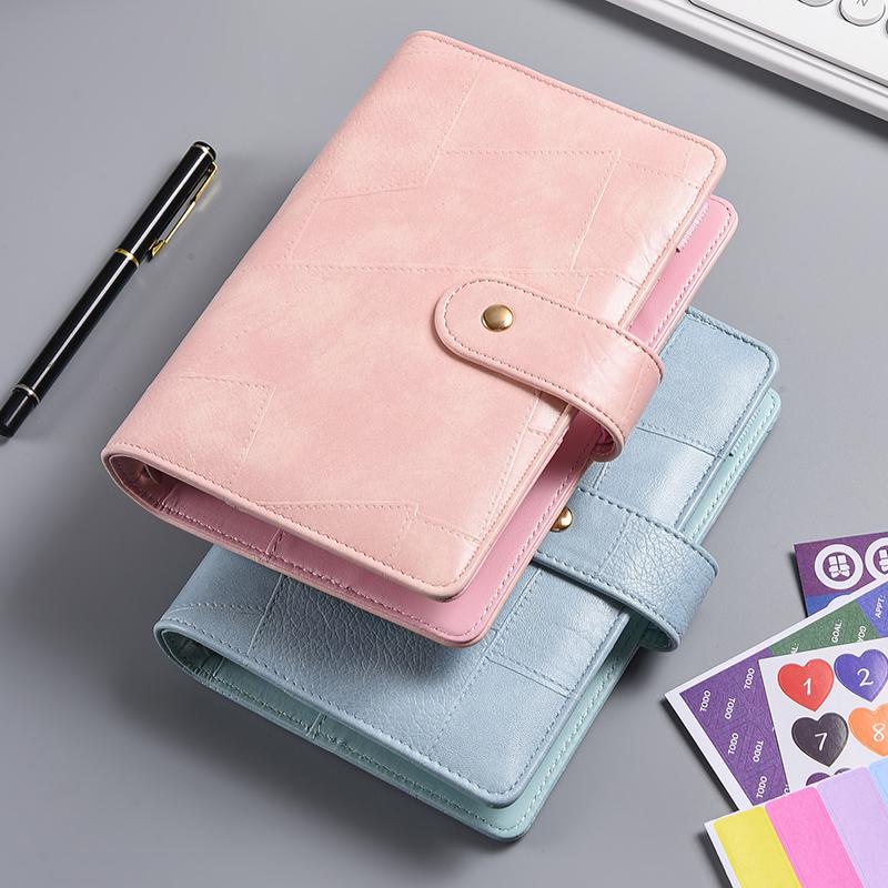 A6 Splicing Retro Style PU Leather DIY Binder Notebook Only Cover Diary Books Schedule Covers School Stationery